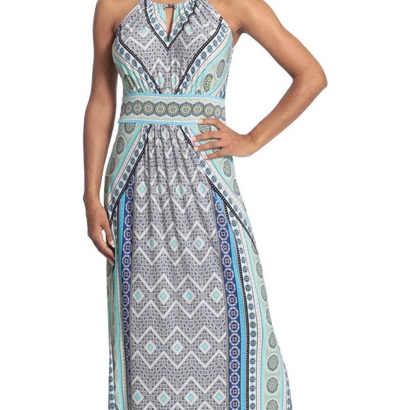 London Fog Geometric Print Maxi Dress size 6 Petite - Picture 3 of 6
